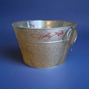 Dolly Galvanized Metal Bucket with a Red Butterfly Desig